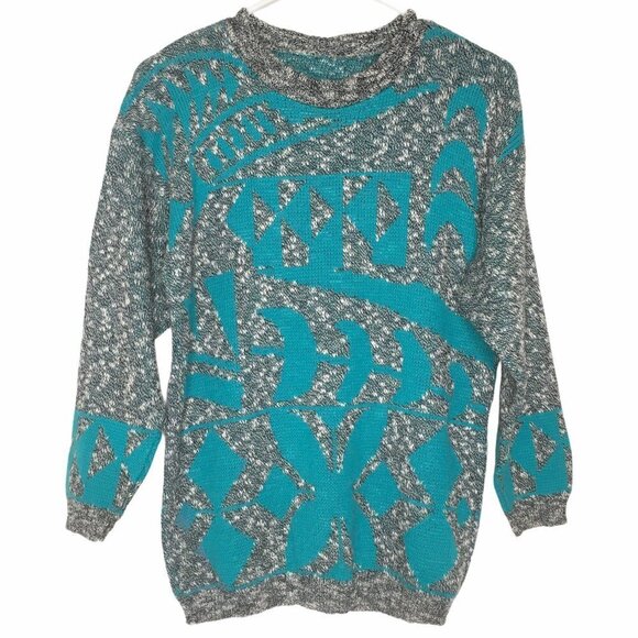 80s Geometric Sweater VINTAGE Abstract Sweater - Picture 13 of 13